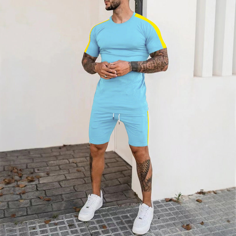 Herren Sportliches Kurzarm-Set mit seitlichem Kontraststreifen Echoarchiv