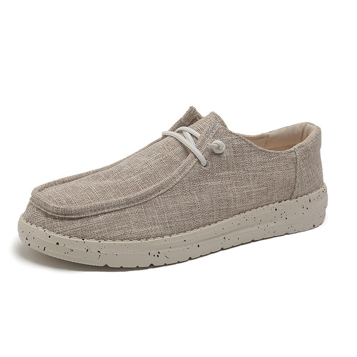Herren Legerer Canvas-Mokassin-Slipper mit geflochtener Schnürung und gefleckter EVA-Sohle Echoarchiv
