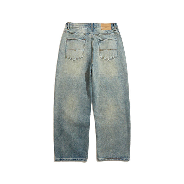 Herren Weite Cropped-Baggy-Jeans mit hohem Bund und Vintage-Waschung Echo Archiv