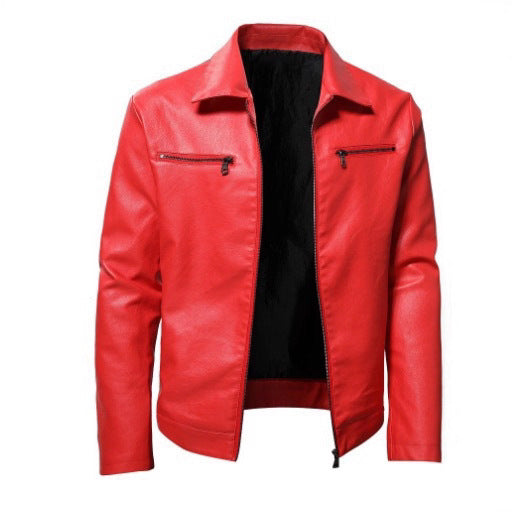 Herren Bikerjacke aus hochwertigem Leder mit modernen Reißverschlussdetail Echoarchiv