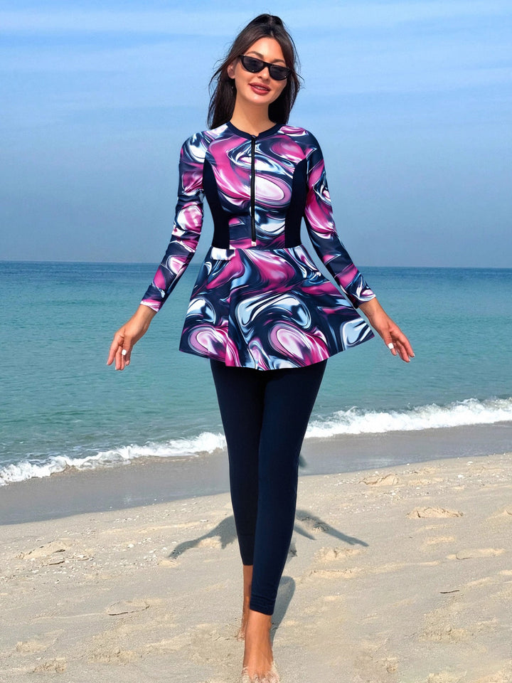 Damen modischer Beach-Surfanzug mit figurbetontem Rock Echo Archiv