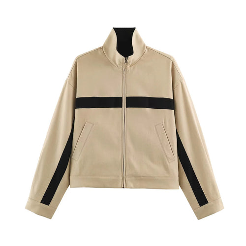 Damen nan sportive Cropped Trackjacke mit Stehkragen und kontrastierenden Seitenstreifen Echo Archiv