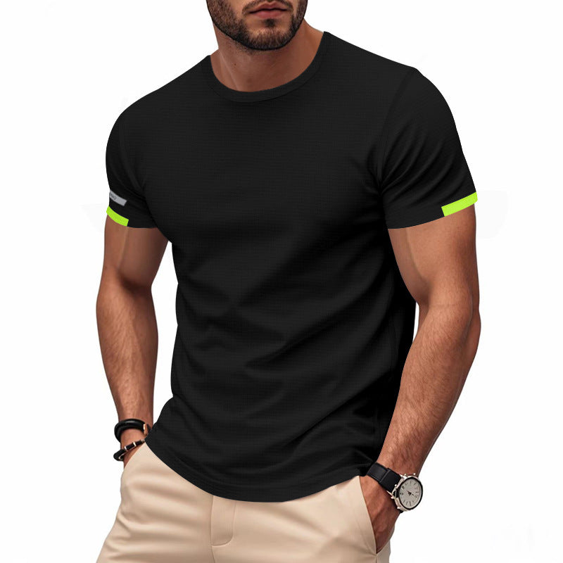 Herren nan athletisches Kurzarm Baumwolljersey T-Shirt mit Rundhalsausschnitt und reflektierenden Ärmeldetails Echo Archiv