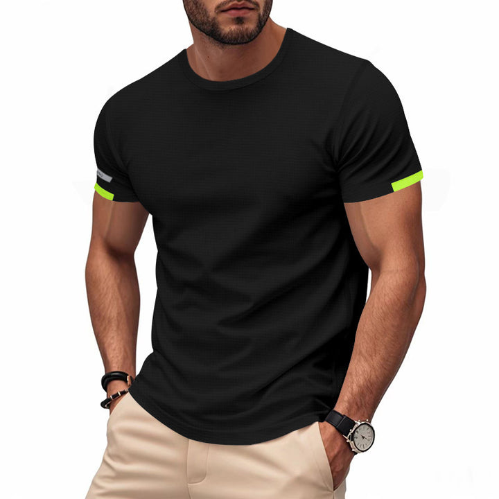 Herren nan athletisches Kurzarm Baumwolljersey T-Shirt mit Rundhalsausschnitt und reflektierenden Ärmeldetails Echo Archiv