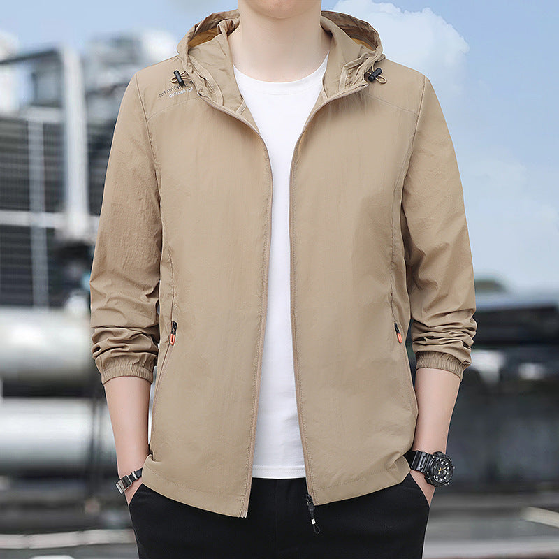 Herren Leichte Windbreaker-Jacke mit verstellbarer Kapuze Echo Archiv