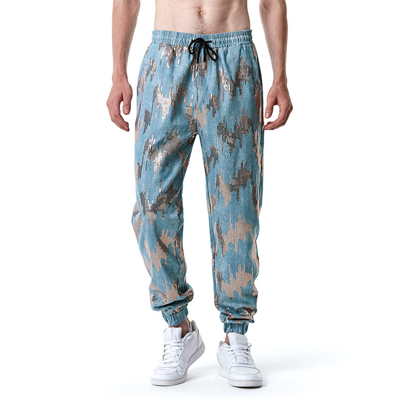 Herren Freizeithose mit Glitzer-Effekt und elastischem Bund Echoarchiv