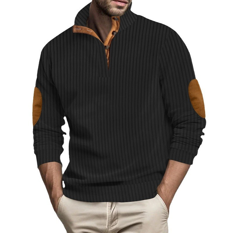 Herren angenehmer und modischer Pullover mit Lederdetails Echoarchiv