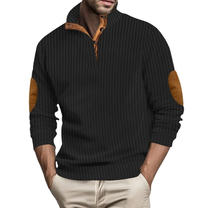 Herren angenehmer und modischer Pullover mit Lederdetails Echoarchiv