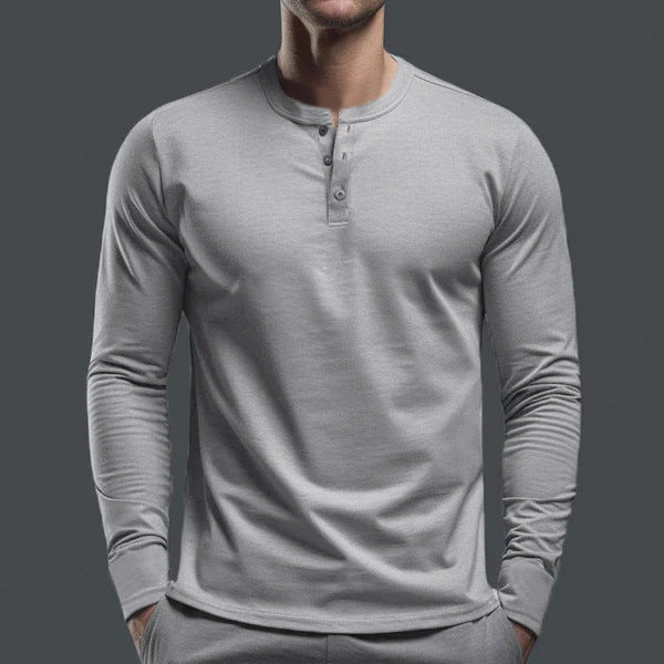 Herren nan Langarmshirt mit Knopfleiste und schmaler Passform Echo Archiv