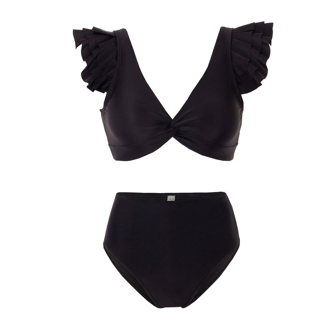 Damen Bikiniset mit dekorativem Rüschendesign und transparenter Strandtunika Echo Archiv