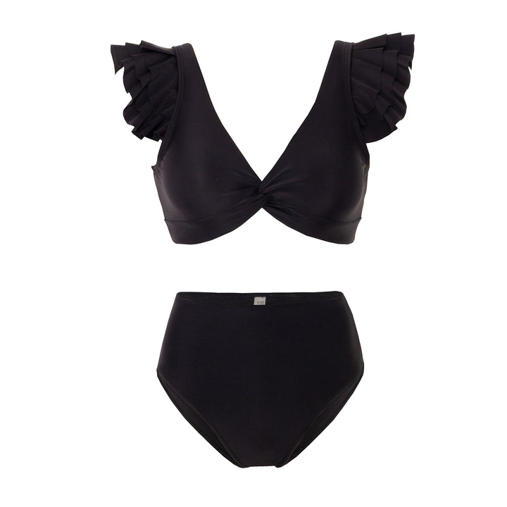 Damen Bikiniset mit dekorativem Rüschendesign und transparenter Strandtunika Echo Archiv