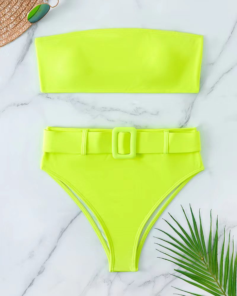 Damen Bandeau-Bikini-Set mit hoch taillierter Hose und trendigem Gürteldetail Echo Archiv