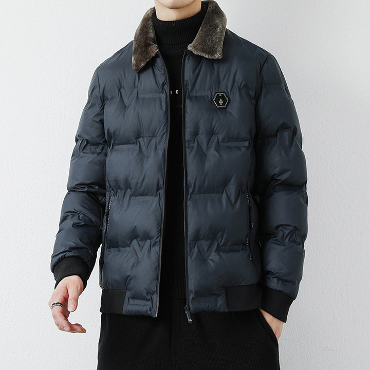 Herren Modische Steppjacke mit Kunstfellkragen Echo Archiv