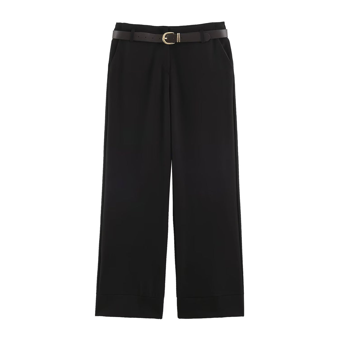 Damen Hochtaillierte Culottehose mit weitem Bein, Bügelfalte und Umschlagsaum Echo Archiv