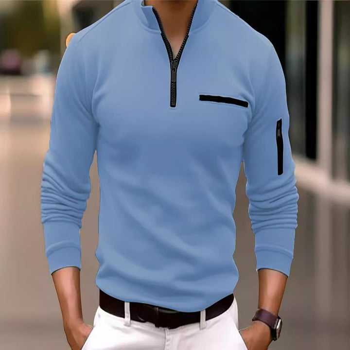 Herren praktischer Pullover mit halbem Reißverschluss und Taschen Echoarchiv