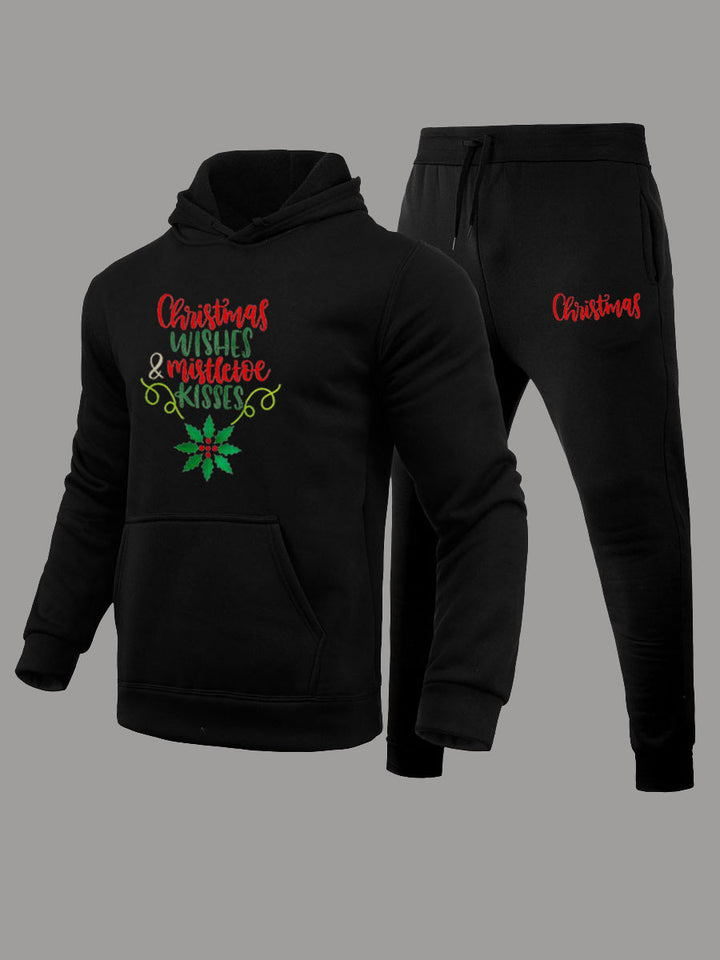 Herren Kuschel-Hoodie und Jogginghose Set mit festlichem Weihnachtsmotiv Echoarchiv