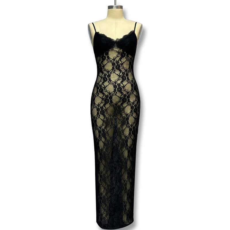 Damen Spitzen-Maxikleid mit verführerischem Transparenzeffekt Echo Archiv