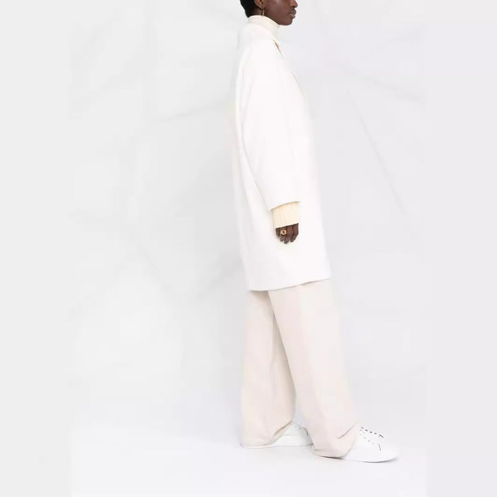 Damen Oversize Wollmix‑Mantel mit überschnittener Schulter und minimalistischer Knopfleiste Echoarchiv