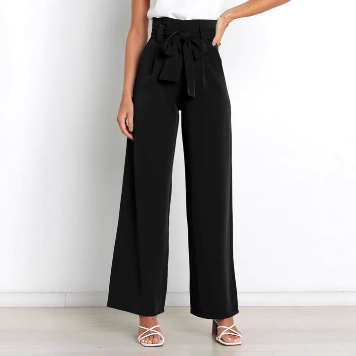 Damen Weite High-Waist Paperbag-Hose mit Bundfalten und Bindegürtel – Avélisse