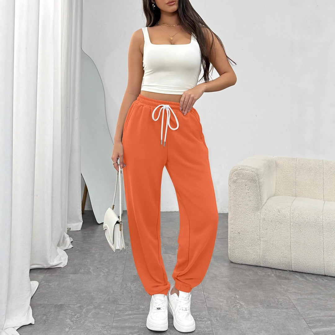 Damen High-Waist Jogginghose mit Tunnelzug, elastischen Bündchen und Seitentaschen Echoarchiv