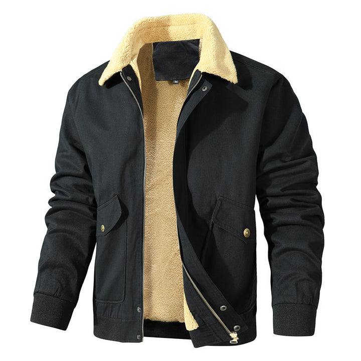 Herren Canvas-Blouson mit durchgehendem Sherpa‑Futter und Hemdkragen – Taviero