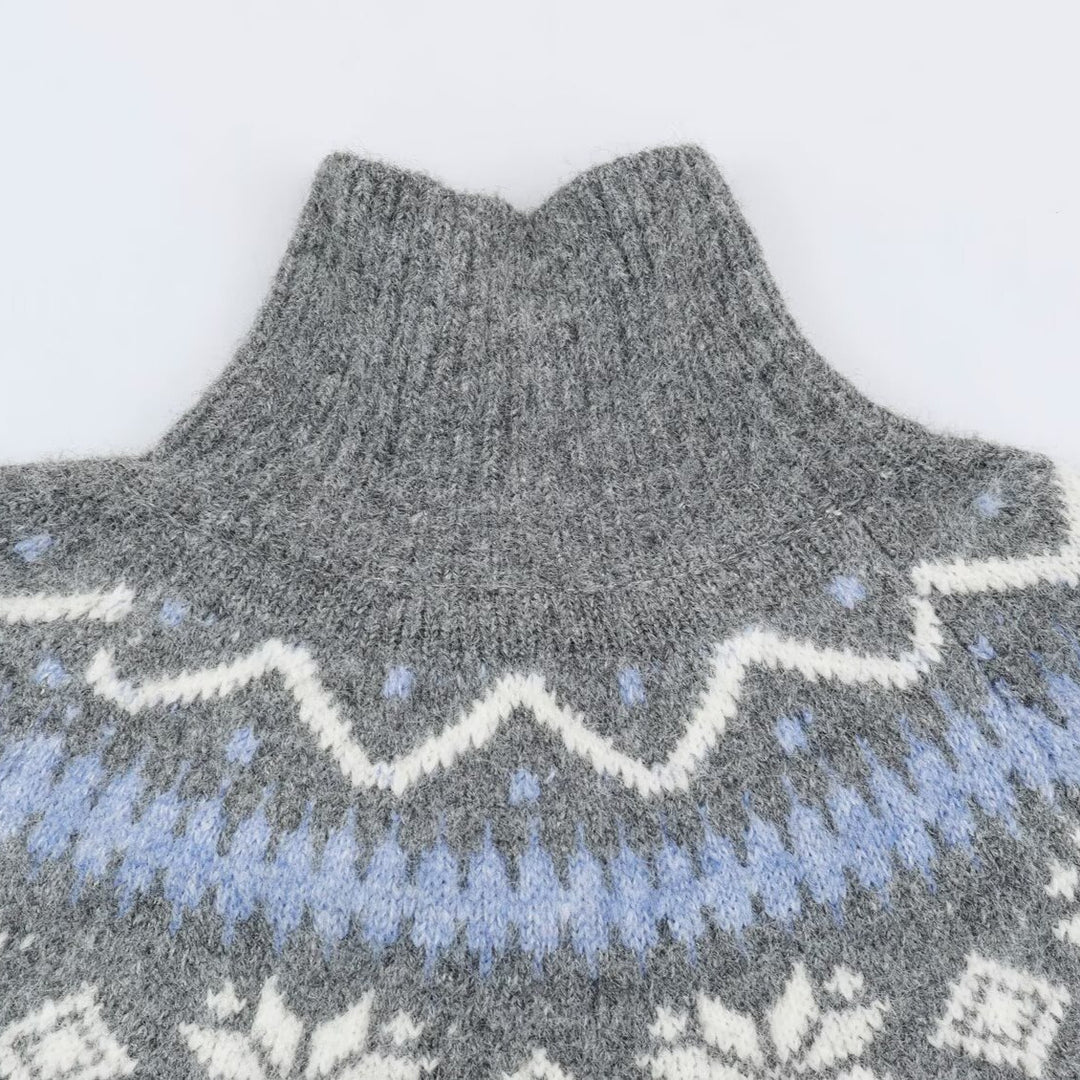 Damen Norweger-Strickjacke mit Stehkragen und Holzknopfverschlüssen Echoarchiv
