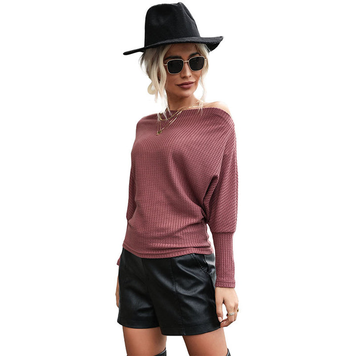 Damen Off-Shoulder Strukturstrickpullover mit weitem Carmenausschnitt Echoarchiv