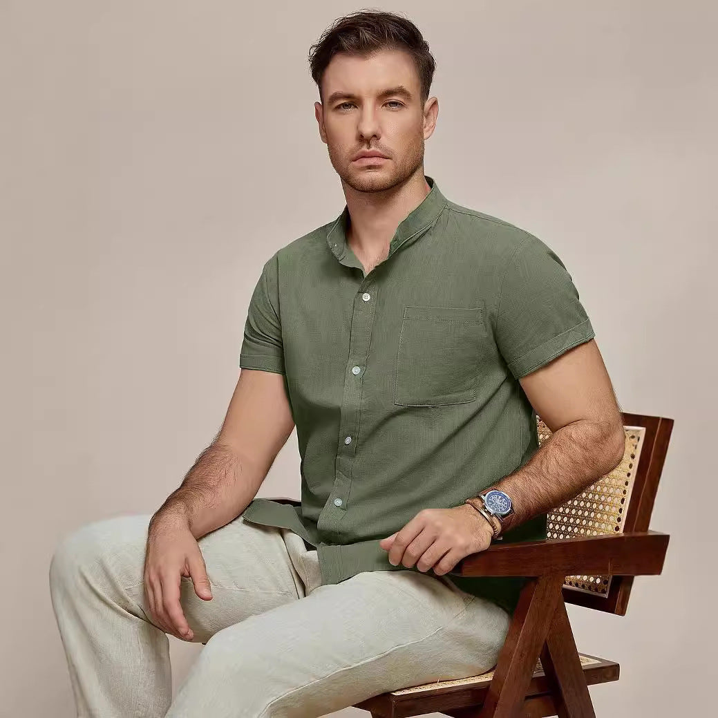 Herren lässiges Kurzarmhemd mit strukturiertem Design Echoarchiv