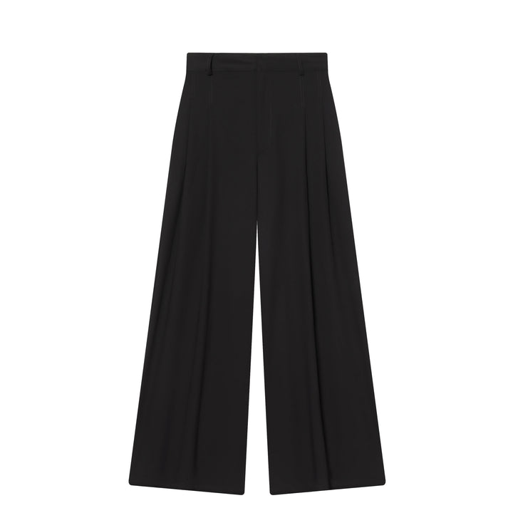 Damen hochtaillierte weite Bundfalten-Hose mit weitem Bein und Bügelfalte – Avélisse