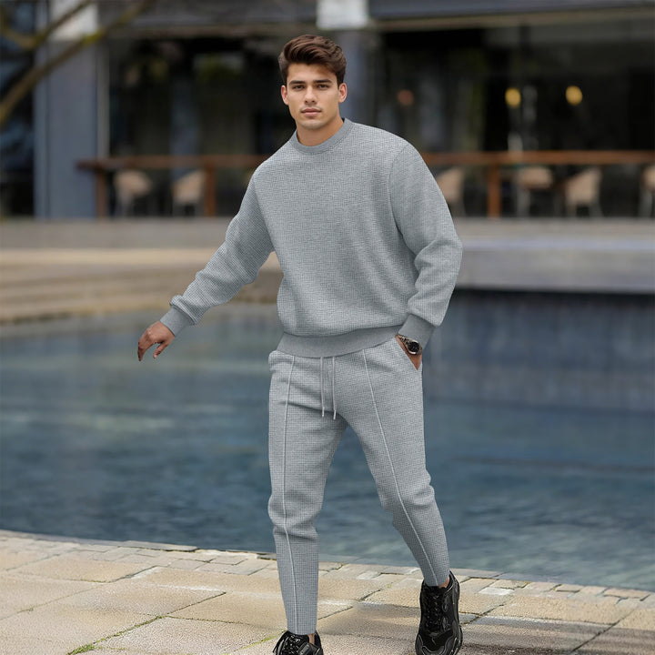 Herren lässiger Strickpullover und Jogginghose mit elastischem Bund Echoarchiv