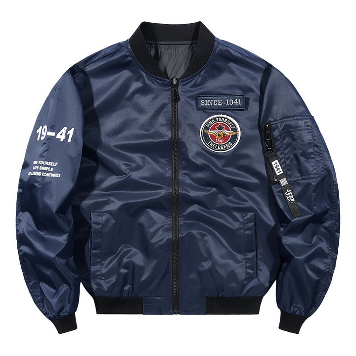 Herren Leichte Nylon-Bomberjacke im Aviator-Style mit Patchdetails und Ärmeltasche Echoarchiv
