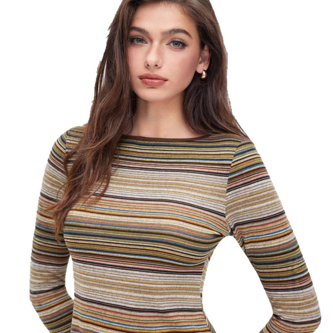 Damen Langarm Minikleid mit Streifen Echo Archiv