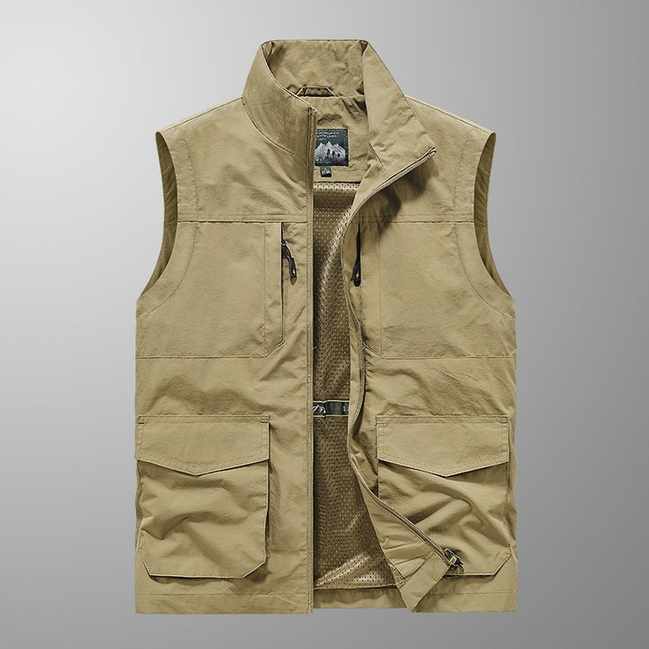 Herren Utility‑Weste mit Multi‑Taschen, Stehkragen & atmungsaktivem Mesh‑Futter Echoarchiv