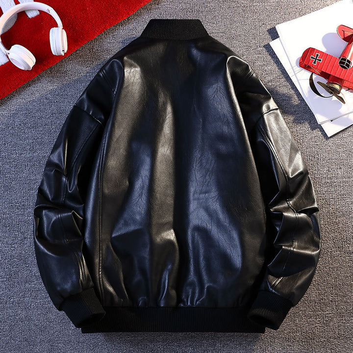 Herren Kunstleder Bomberjacke mit elastischen Rippbündchen und praktischen Taschen Echoarchiv