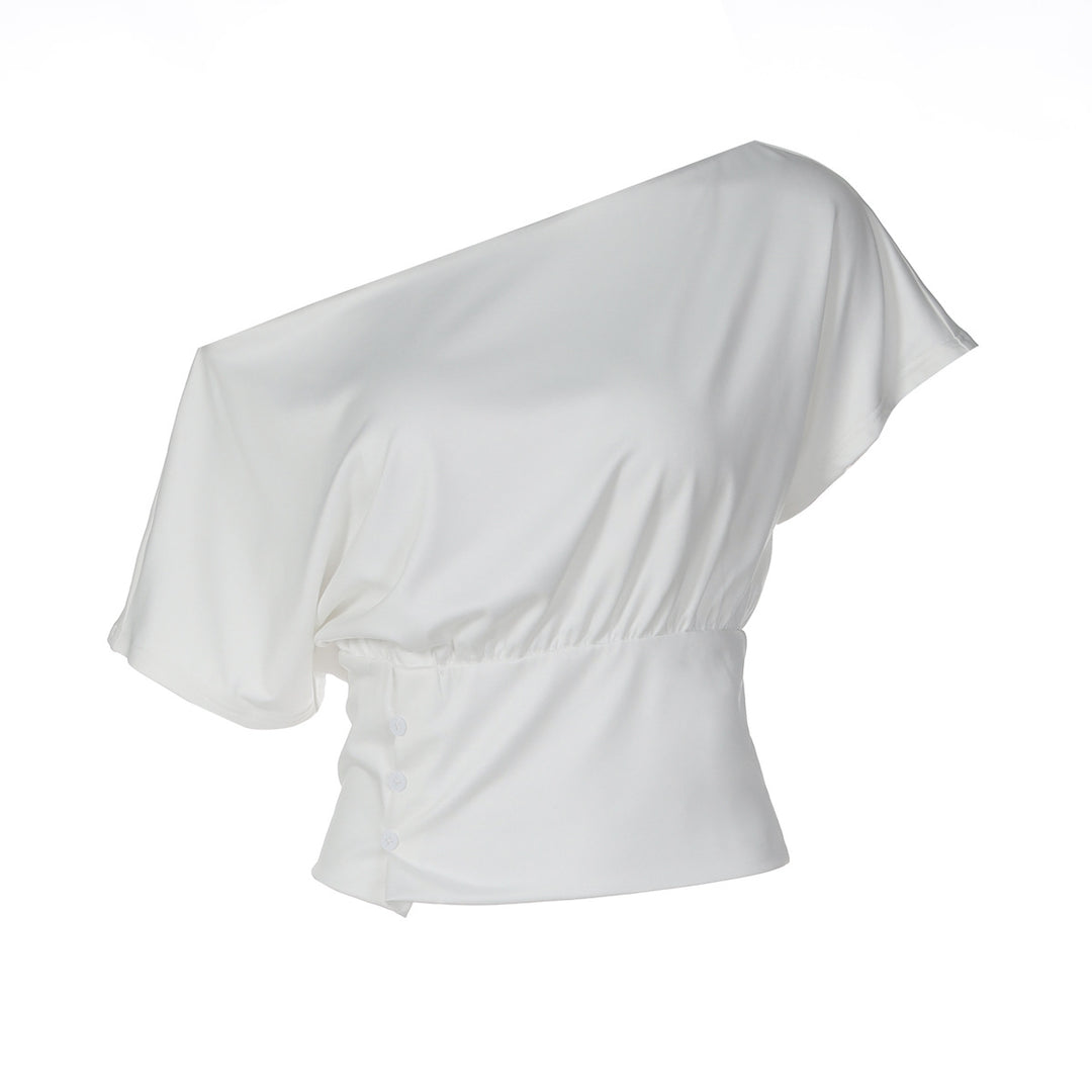 Damen Asymmetrisches Blusenshirt mit raffinierten Drapierungen Echo Archiv