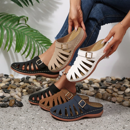 Damen Slipper‑Sandalen mit geschlossener Zehenkappe, Cut‑Out‑Design und verstellbarer Schnalle – Lioré