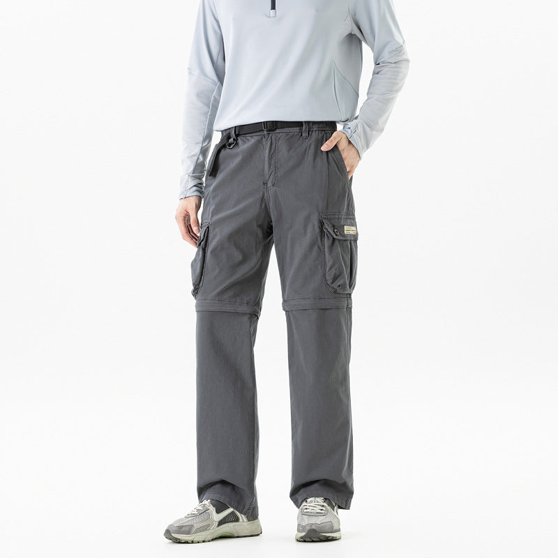 Herren Abnehmbare Cargo-Zip-Hose mit Reißverschluss-Bein, Multifachtaschen und integriertem Gürtel Echo Archiv