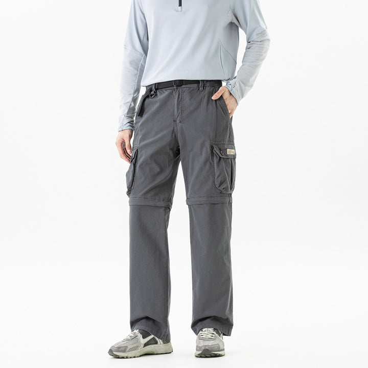 Herren Abnehmbare Cargo-Zip-Hose mit Reißverschluss-Bein, Multifachtaschen und integriertem Gürtel Echo Archiv