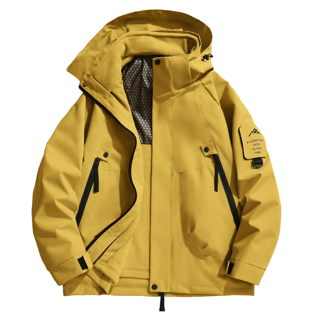 Herren wetterfeste Outdoorjacke mit isolierendem Fleece-Innenfutter und verstellbarem Kapuzenschutz Echoarchiv