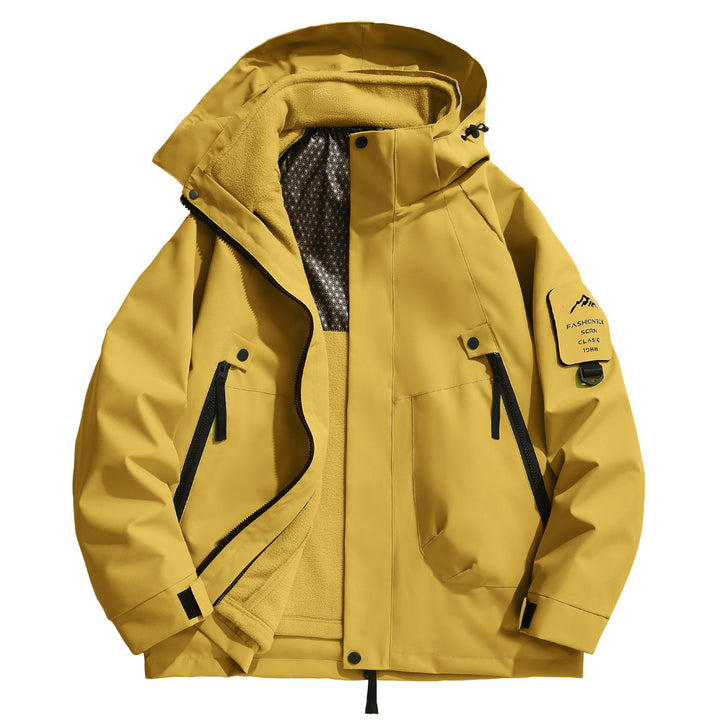 Herren wetterfeste Outdoorjacke mit isolierendem Fleece-Innenfutter und verstellbarem Kapuzenschutz Echoarchiv