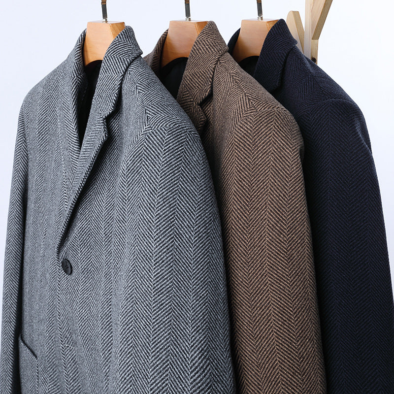 Herren eleganter Blazer mit klassischem Fischgrätmuster Echoarchiv