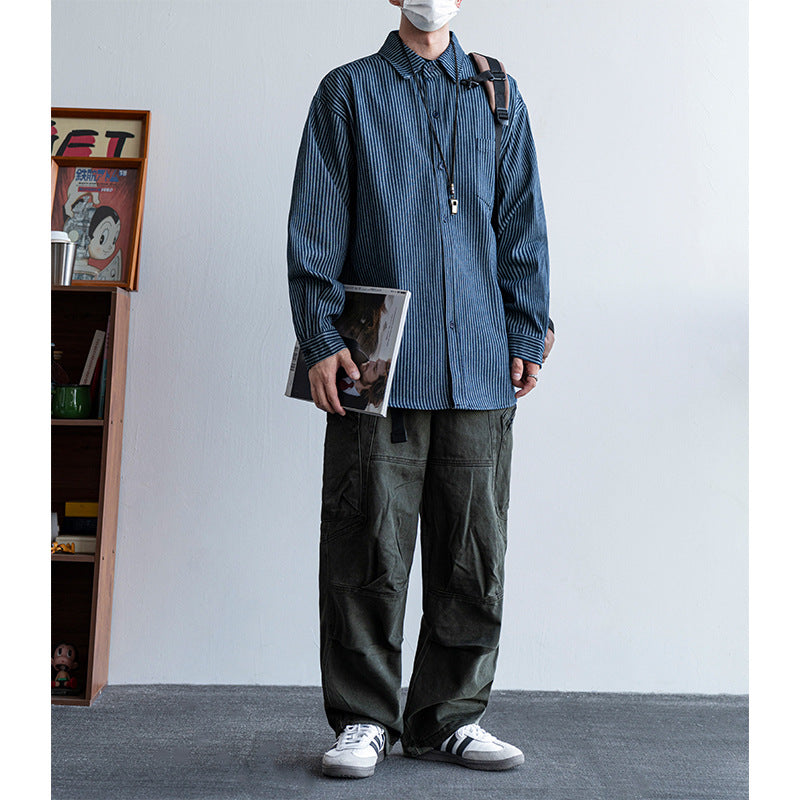 Herren Baumwoll-Hemd im lässigen Streifenlook mit praktischen Details Echoarchiv