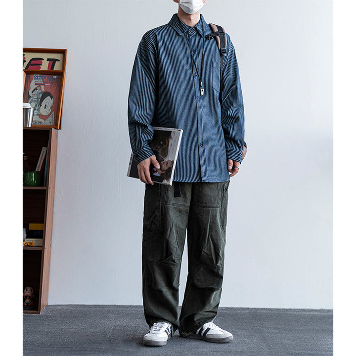 Herren Baumwoll-Hemd im lässigen Streifenlook mit praktischen Details Echoarchiv