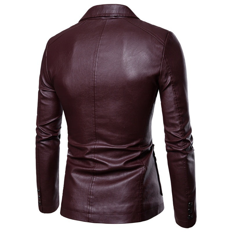 Herren edler Kunstleder-Blazer mit modernem Schnitt und praktischen Taschen Echoarchiv
