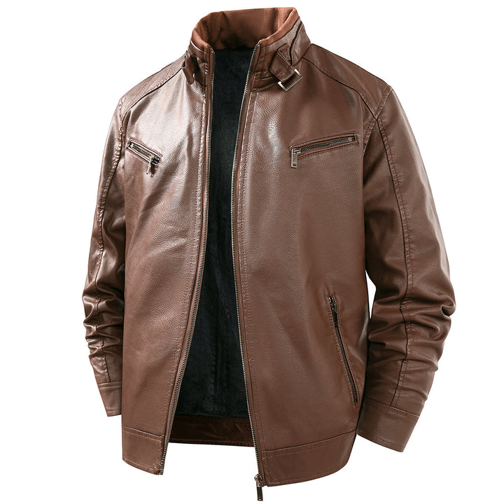 Herren Modische Lederjacke mit Fleece-Futter Echo Archiv