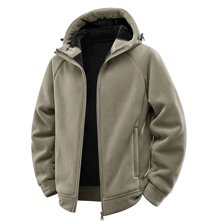 Herren Teddygefütterte Fleece‑Kapuzenjacke mit Thermofutter, durchgehendem Reißverschluss & Eingrifftaschen Echoarchiv