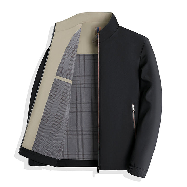 Herren nan leichte Harringtonjacke mit Stehkragen, Reißverschlusstaschen und kariertem Innenfutter Echo Archiv