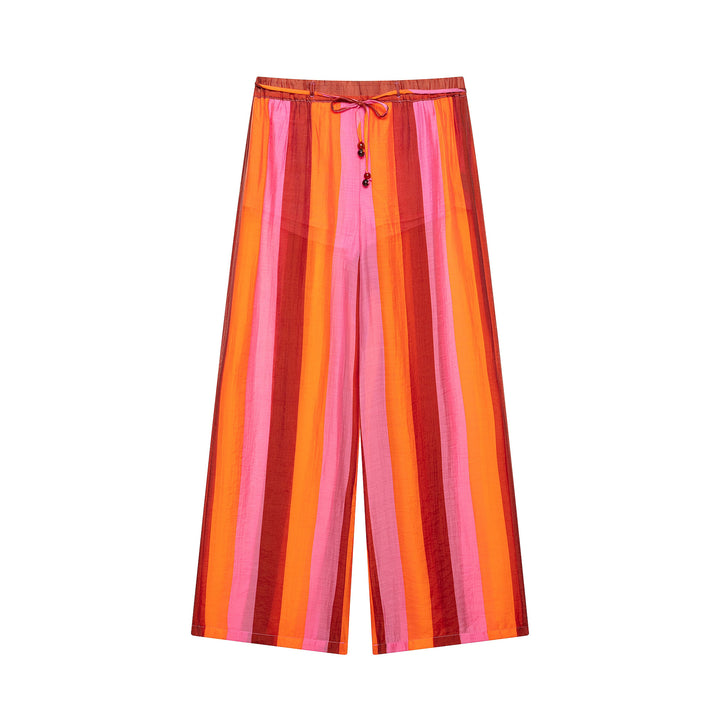 Damen Weite Culotte-Hose mit Tunnelzugbund und senkrechten Streifen Echo Archiv