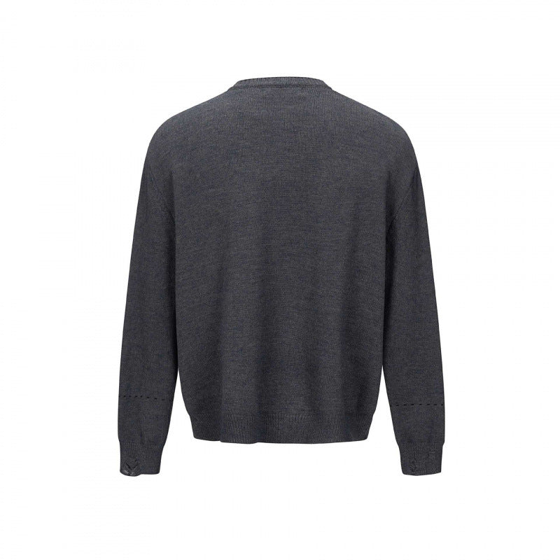 Unisex Boxy Strick-Cardigan mit Rundhals, durchgehender Knopfleiste und gerippten Abschlüssen Echo Archiv