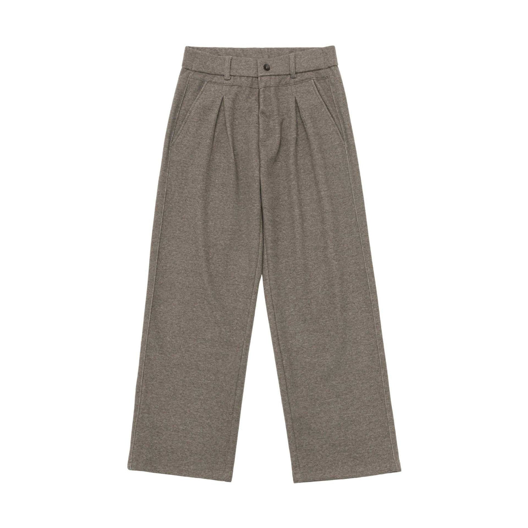 Damen Hochtaillierte weite Jersey-Hose mit Bundfalten und Eingrifftaschen Echoarchiv